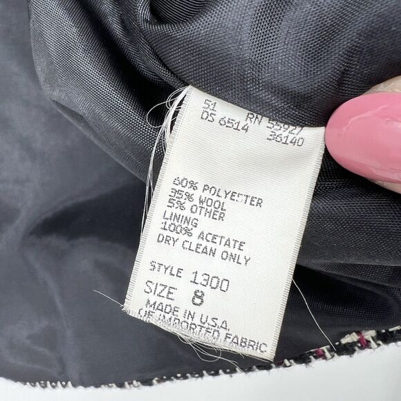 Vintage Classic Directions Blazer Wool Blend Pink And Gray Houndstooth Women's 8 - Picture 6 of 9